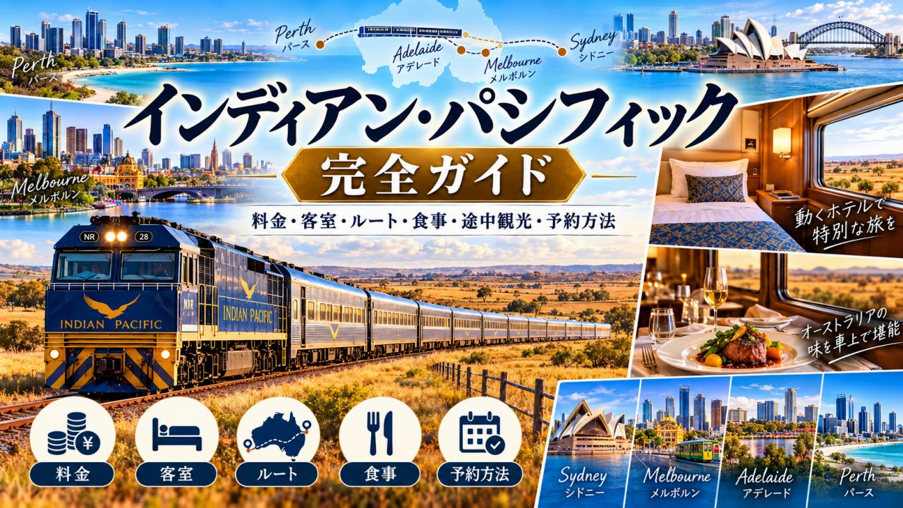 インディアン・パシフィック完全ガイド｜料金・客室・ルート・食事・途中観光・予約方法を解説