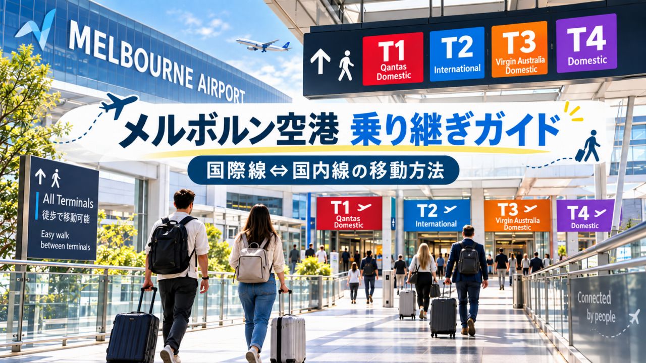 メルボルン空港の国際線⇔国内線乗り継ぎ完全ガイド|T1・T2・T3・T4の移動方法