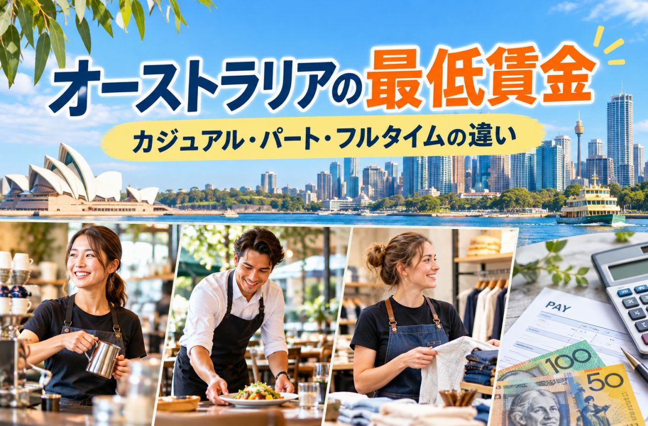 オーストラリアの最低賃金はいくら?カジュアル・パートタイム・フルタイムの違いと給料の計算方法