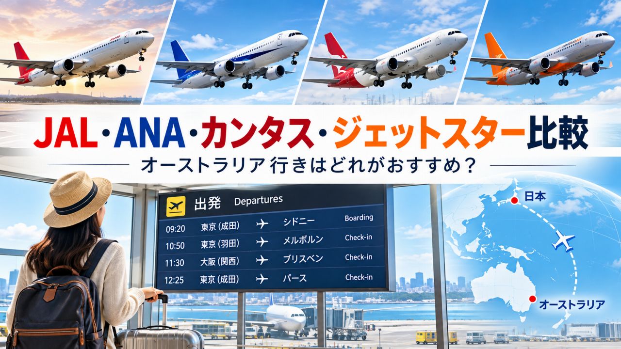 JAL・ANA・カンタス・ジェットスター比較|オーストラリア行きはどれがおすすめ?